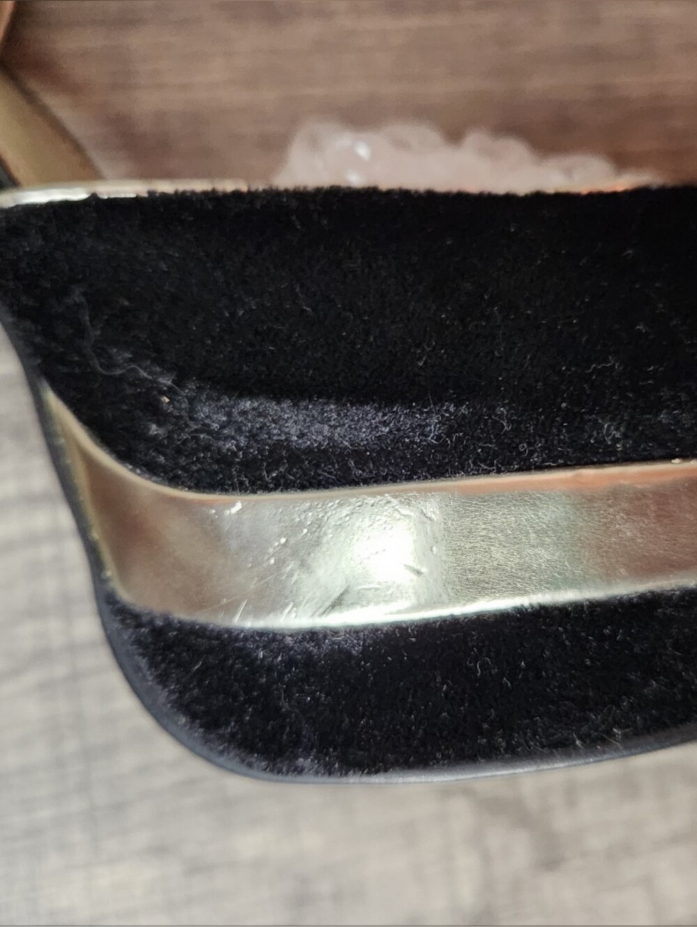 N By Nicole Miller Black Velvet & Gold Tone Platform Ankle-Strap Heels Size 8 - Picture 11 of 16